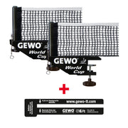 Gewo Set 2 x Netz & Pfosten World Cup schwarz + 1 Messwerkzeug