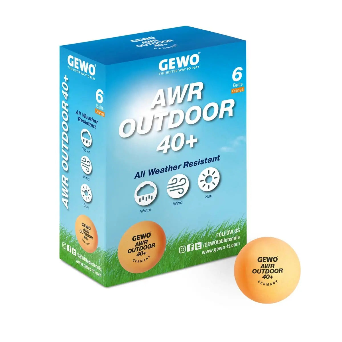 Gewo Balls AWR Outdoor 40+(6) orange Gewo SE - tabletennisstore.eu